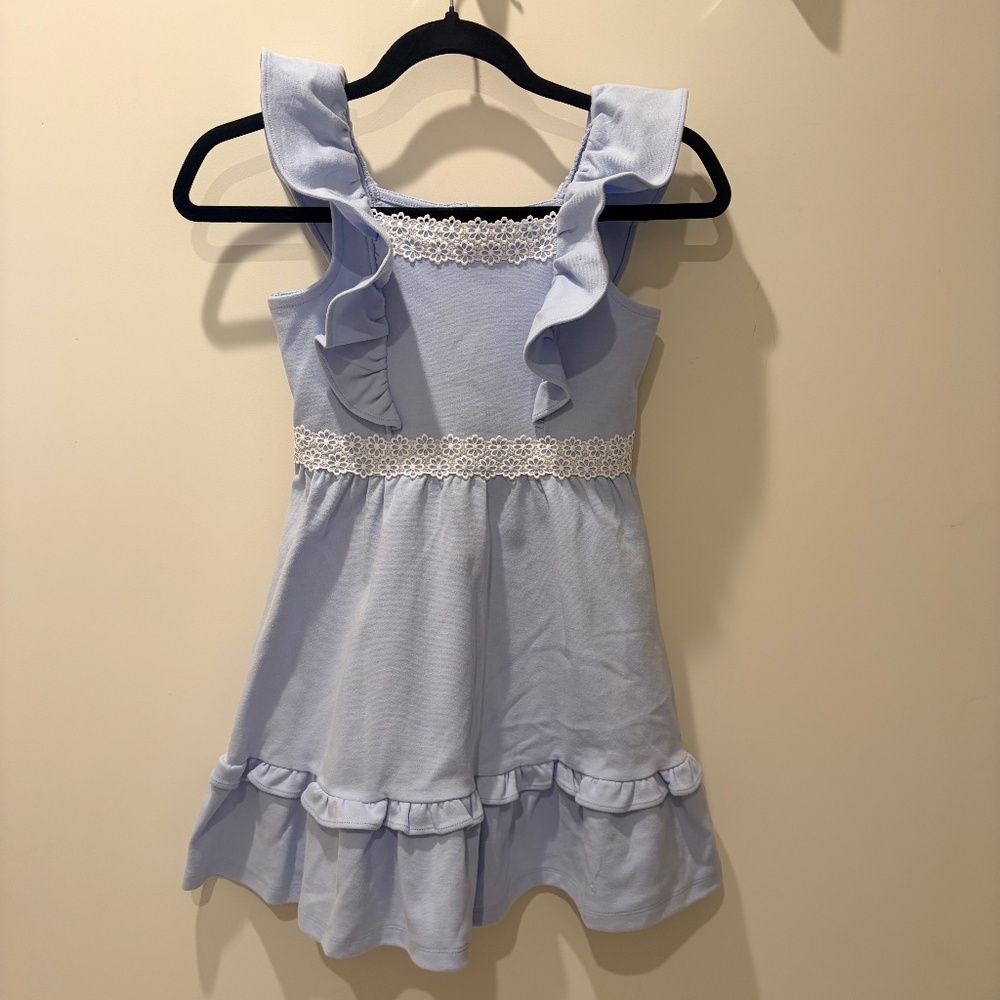 Janie and Jack Baby Blue Jersey Ruffle Dress, Girls 8
